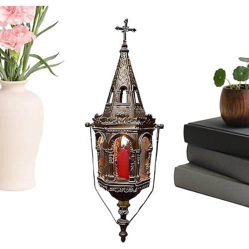 Antike Hängelaterne aus dem 19. Jahrhundert, gotischer Kerzenhalter im Vintage-Stil, für den Innenbereich Dekorative Hängekerzenhalter für den Außenbereich, Beleuchtung für Schlafzimmer und Flur im Image