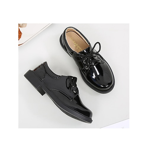 Klassische weiße Schnürschuhe für Jungen, formelle Oxford-Schuhe aus Kunstleder mit strapazierfähiger Sohle, bequeme Schuhe für Blumenjungen bei Hochzeiten, ideal für Zeremonien. Image