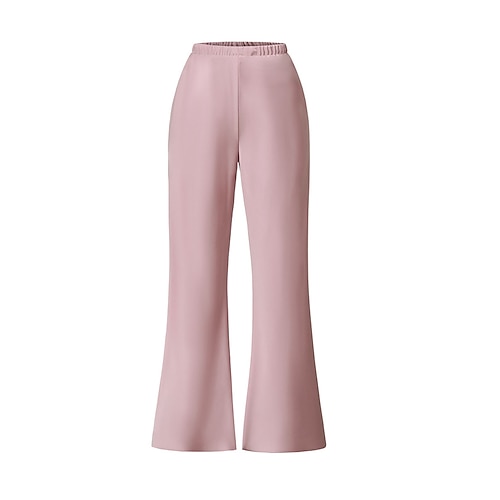 Damen Weites Bein Chinos Gerade Elegant Urlaub Vintage Volle Länge Mittlere Taillenlinie Einfarbig Einfach Patchwork Elastischer Bund Bequem Hohe Elastizität Täglich Heim Outdoor Violett Marineblau Image