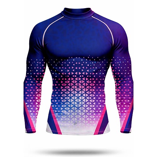Herren Anti UV Shirt T-Shirt zum Schwimmen Geometrisch Farbverlauf UPF50 UV Schutz Schnelltrocknend Langarm Bademode Schutz gegen Hautausschlag Surfen Kanufahren Strand Sommer Image