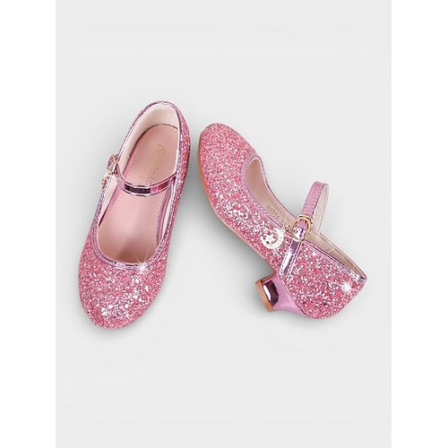 Glitzernde Mary-Jane-Schuhe für Kinder mit niedrigem Absatz, funkelndem Obermaterial und sicherem Schnallenriemen – elegante Prinzessinnenschuhe für Mädchen, perfekt für Hochzeitsfeiern und festliche Image