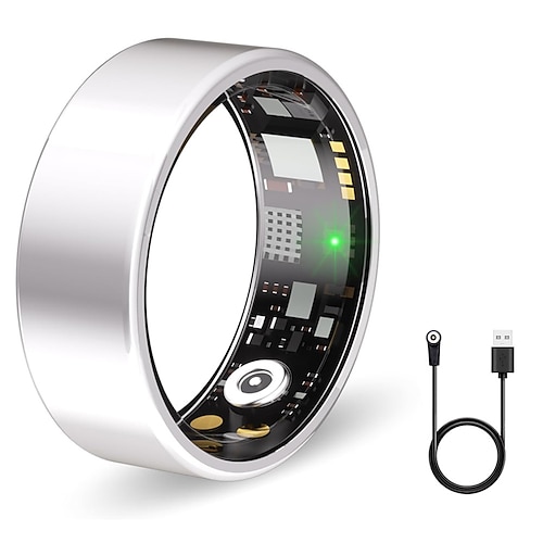 Smartwatch mit Smart-Ringen, Schlaftracker, Herzfrequenzmesser und Blutdruckmessgerät, kompatibel mit Android und iOS, Unisex, wasserdicht (IP65), 57-mm-Gehäuse Image