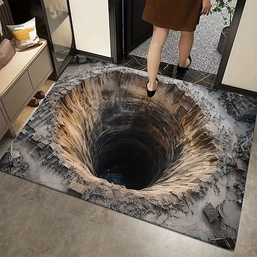 Fußmatte mit 3D-optischer Illusion, 2D-Flachdruck, tiefem Lochdesign – ein einzigartiger und auffälliger Blickfang für Ihren Eingangsbereich. Image