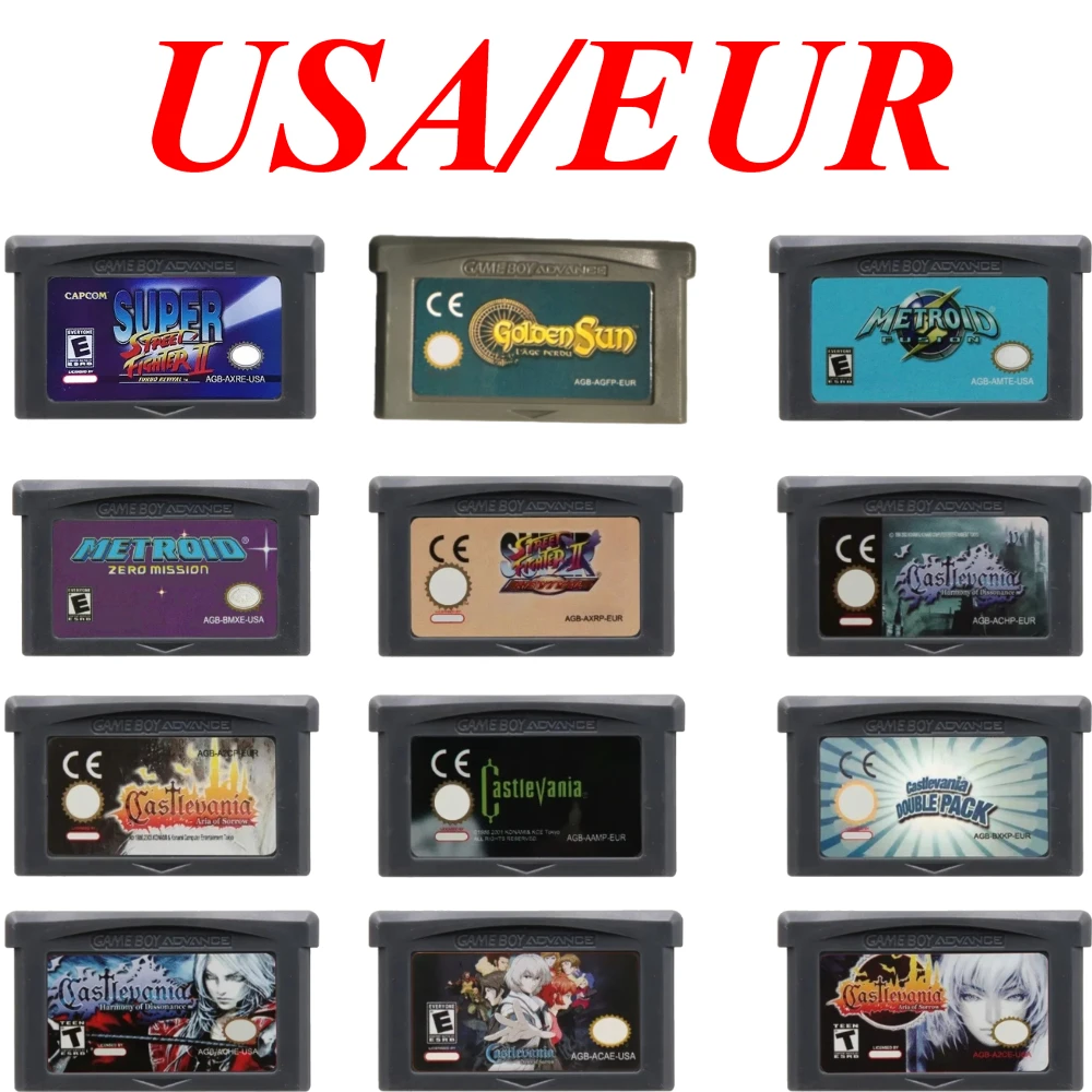 USA/EUR Super Street Fighter 2 Goldon Sun GBA Game Cartridge 32 Bit Video Game Console Cards Video Game Console Accessories