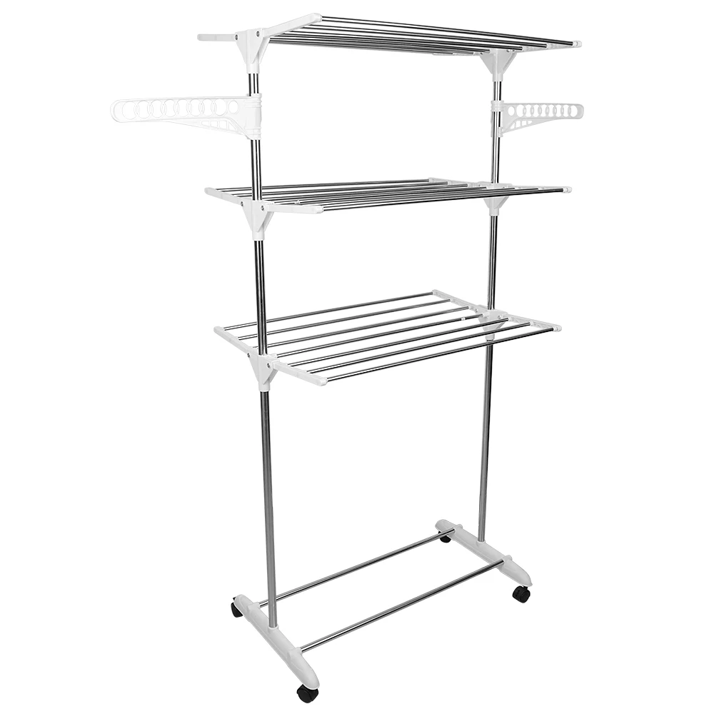 3-stufiger, seitlich gefalteter Wäschetrockner – Weiß Image
