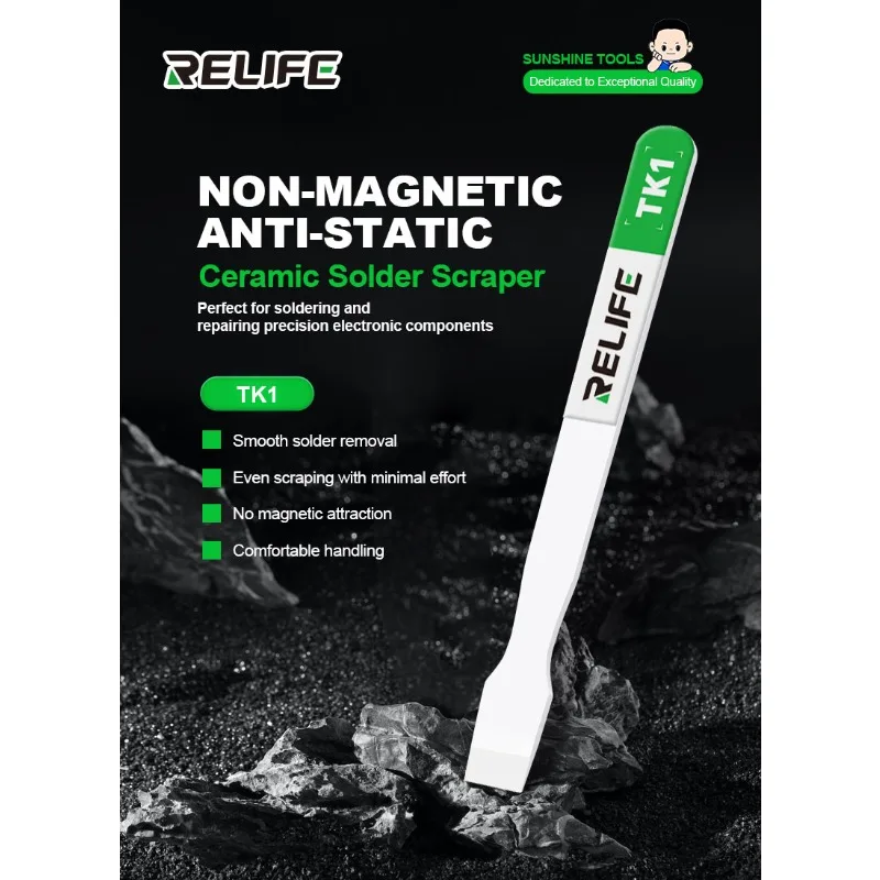 RELIFE TK1 grattoir à souder en céramique lame Non magnétique antistatique haute température pour téléphones carte mère CPU élimination de l