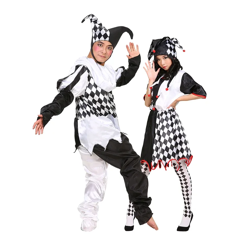 Halloween Paar Liebe Cosplay Kleidung Clown Männer Frauen Erwachsene Kostüme Zirkus Bühne Droll Cosplay Kleidung für Männlich Weiblich Cos Image