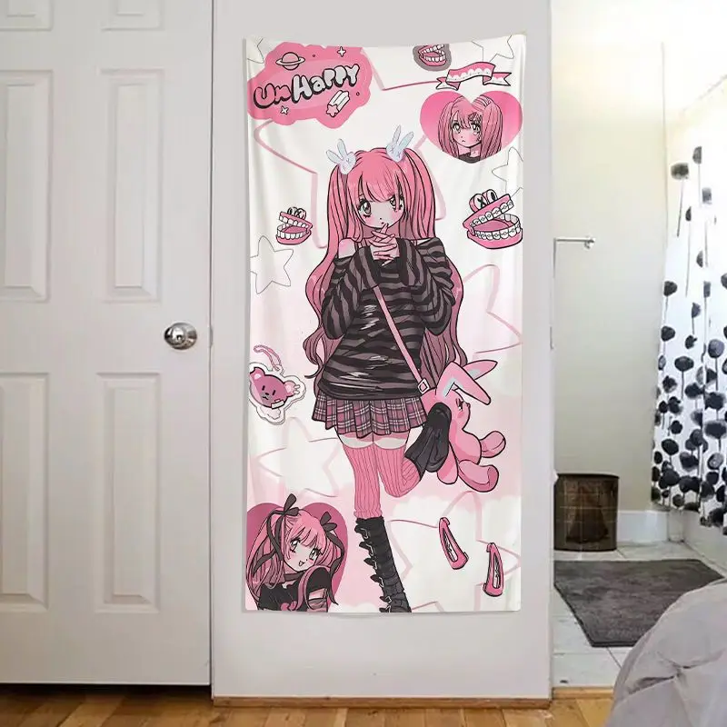 Cuuute süßes Mädchen Hintergrund Wandbehang Tuch zweidimensionale schöne Mädchen Hintergrund Tuch Schlafsaal Schlafzimmer Dekoration Image