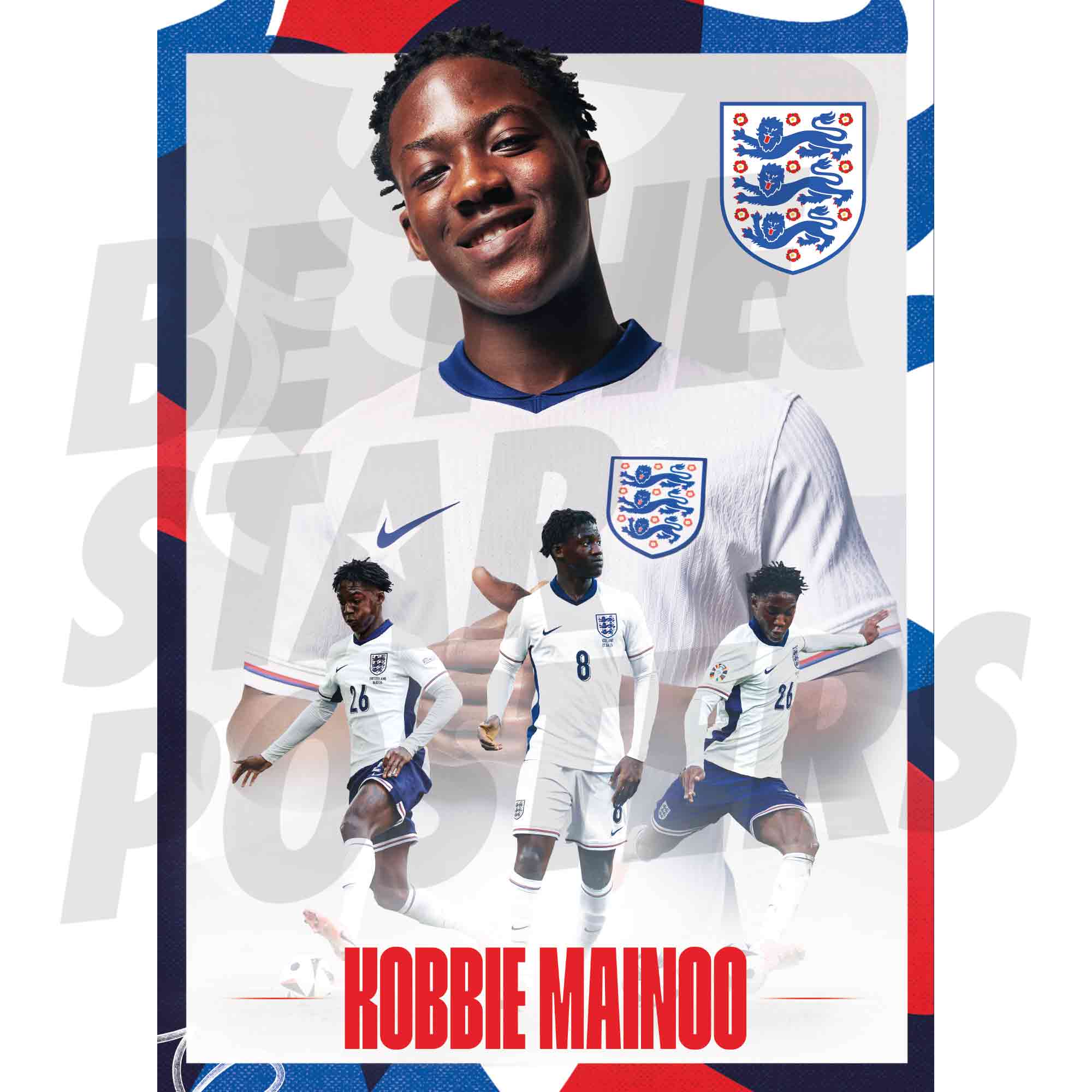 England Kobbie Mainoo Action A2 Poster Image