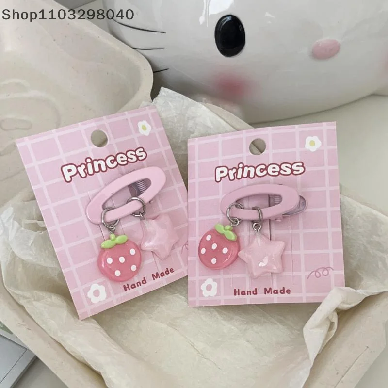 Weiches Jelly-Haar-Accessoire mit Anhänger aus Erdbeere, Stern und ovalem Design – süße süße Mädchen-Haarnadel für Kinder und Jugendliche Image