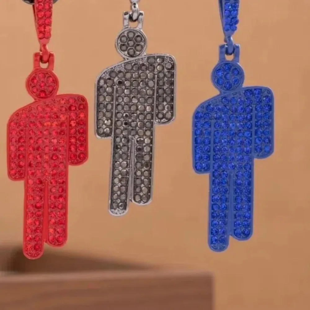 Luxus Legierung Skew Head Tag Schlüsselbund Cartoon Off-Center Strass Anhänger Schlüsselbund Auto Schlüsselring Hip Hop Taschen Schmuck Image