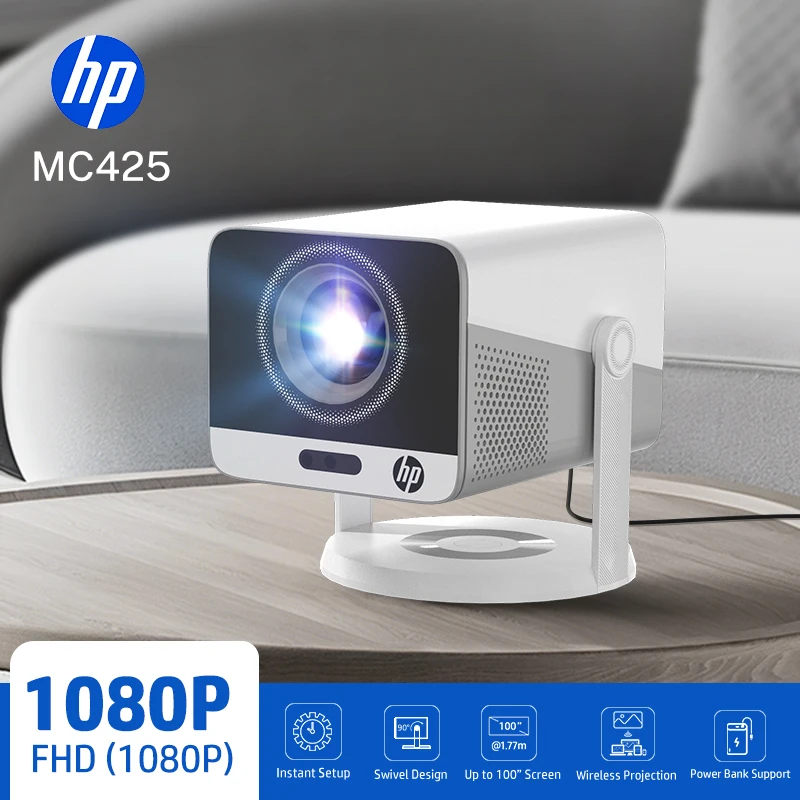 HP Projektor MC425 1080P FHD Android 14 Dual Wifi6 Allwinner H726 BT5.4 1920*1080P Heimkino-Beamer Outdoor Tragbarer Projektor Image