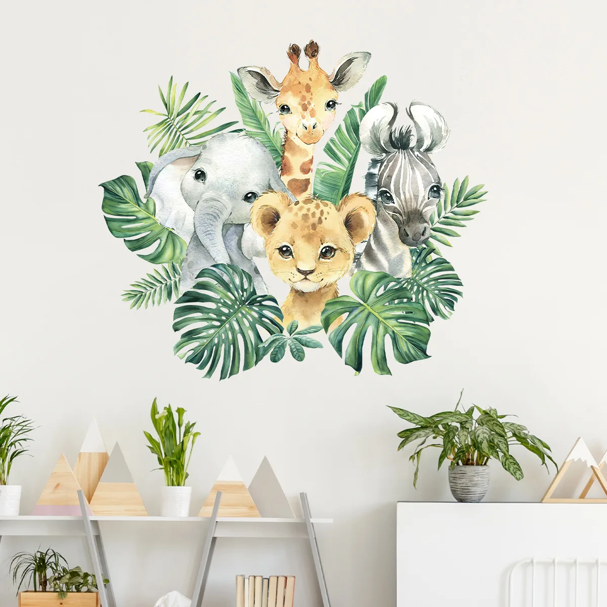 Grüne Pflanzen Tiere selbstklebende Wandaufkleber Hintergrundwände Kinderzimmerdekorationen Wandaufkleber Image