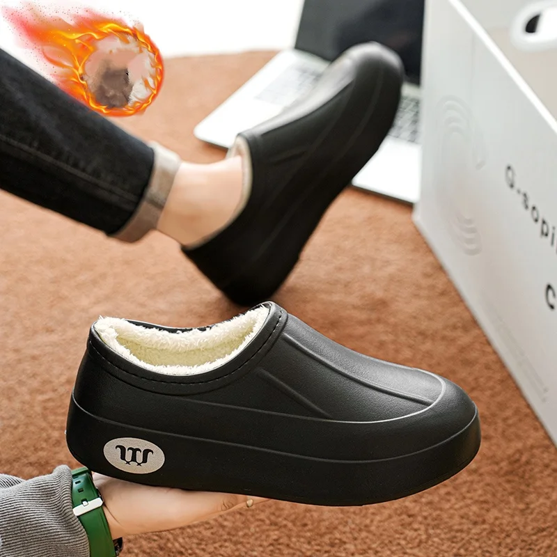 Mit Fleece gefütterte Kochschuhe für Damen und Herren im Herbst und Winter, warme, wasserdichte, leichte, lässige Küchenarbeitsschuhe, Catering-Schuhe, Kochschuhe Image