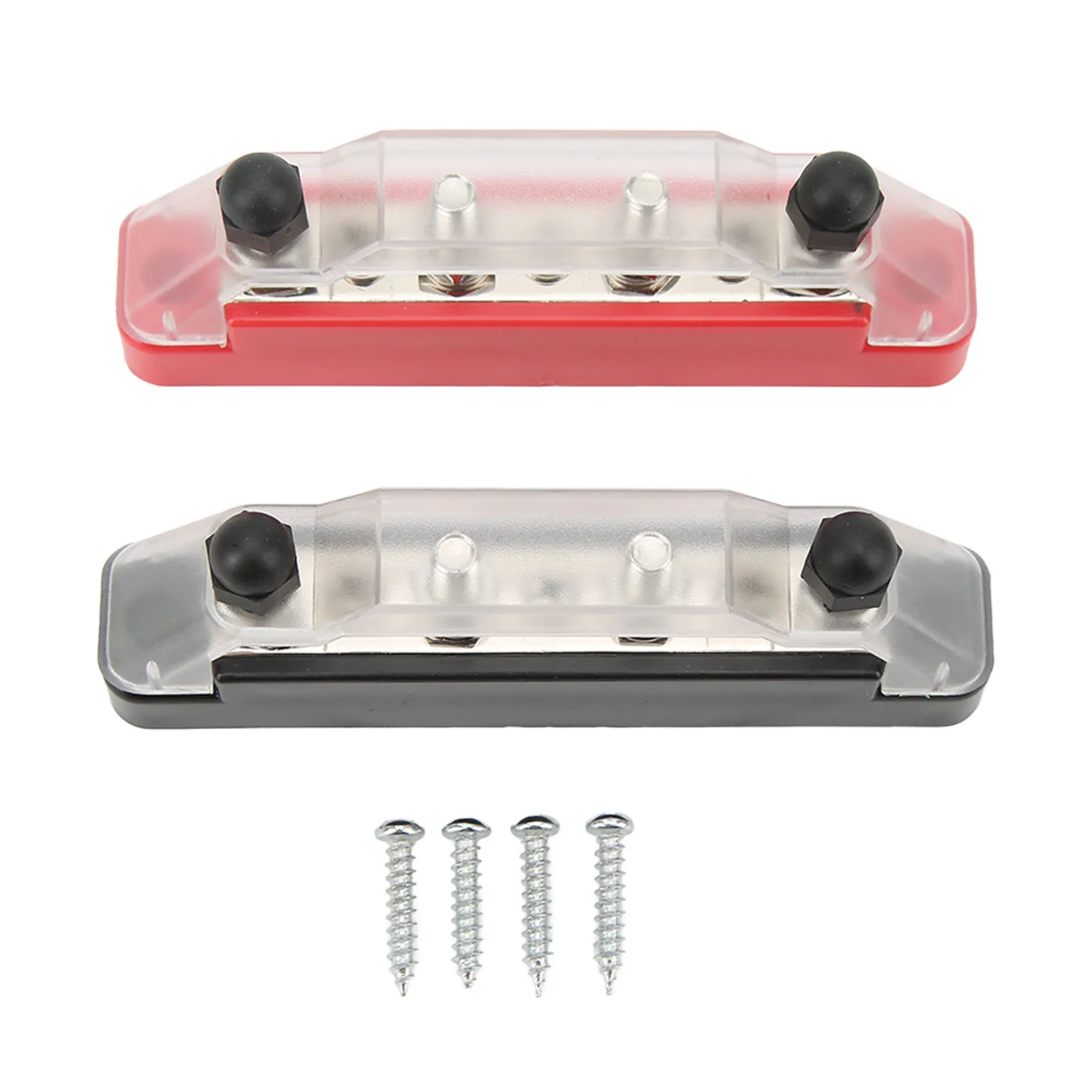 Stromverteilerblock, 48 V, 150 A, 7-Wege-Anschlussblock in Rot und Schwarz mit Abdeckung für Auto, Wohnmobil, LKW, Marine, Boot Image