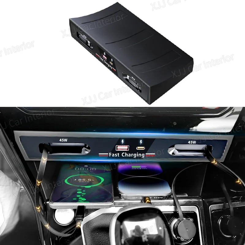 Für Volkswagen VW TAYRON 2020-2024 USB Typ-C Splitter Center Konsole Schnelle Ladegerät Shunt Docking Station Extender auto Innen Image