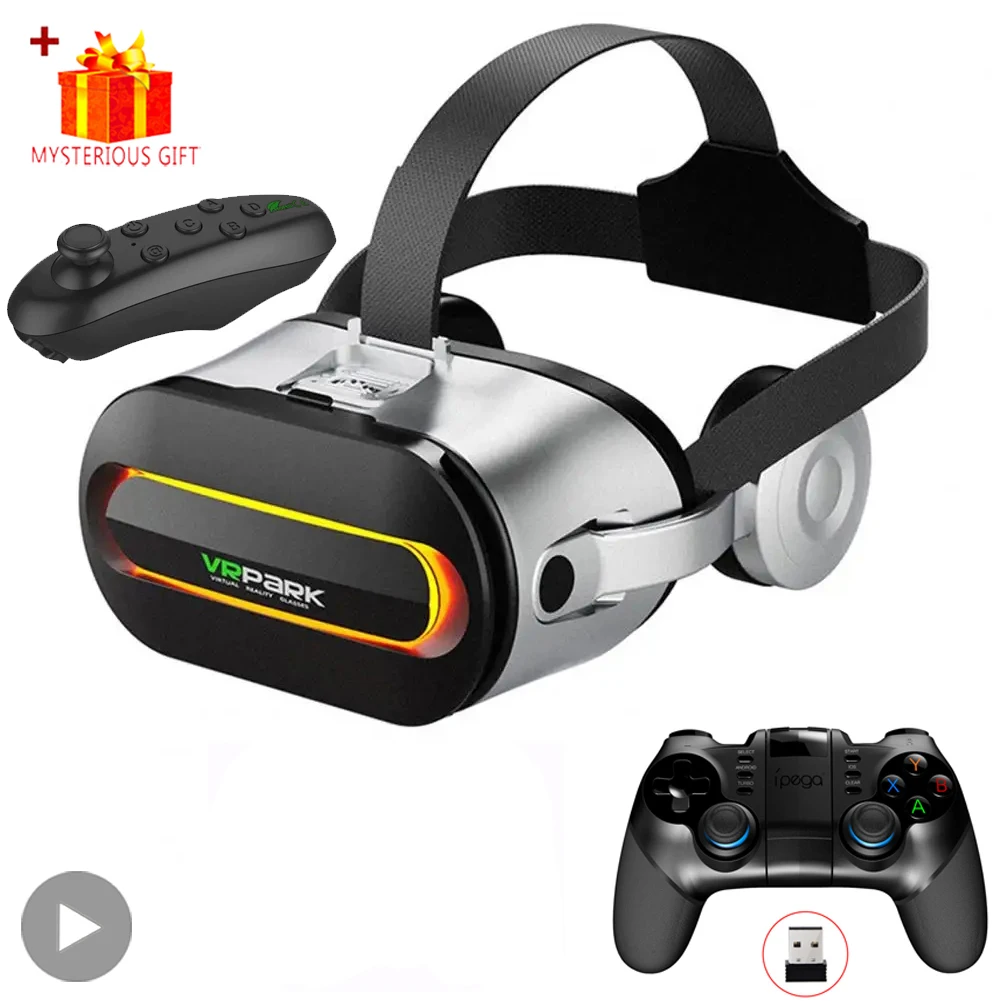 Viar 3D Virtual Reality VR-Brille, Headset, Bluetooth-Geräte, Helmlinsen, Schutzbrille, Smart Smartphone, Telefon, Kopfhörer, mobiles Spiel Image