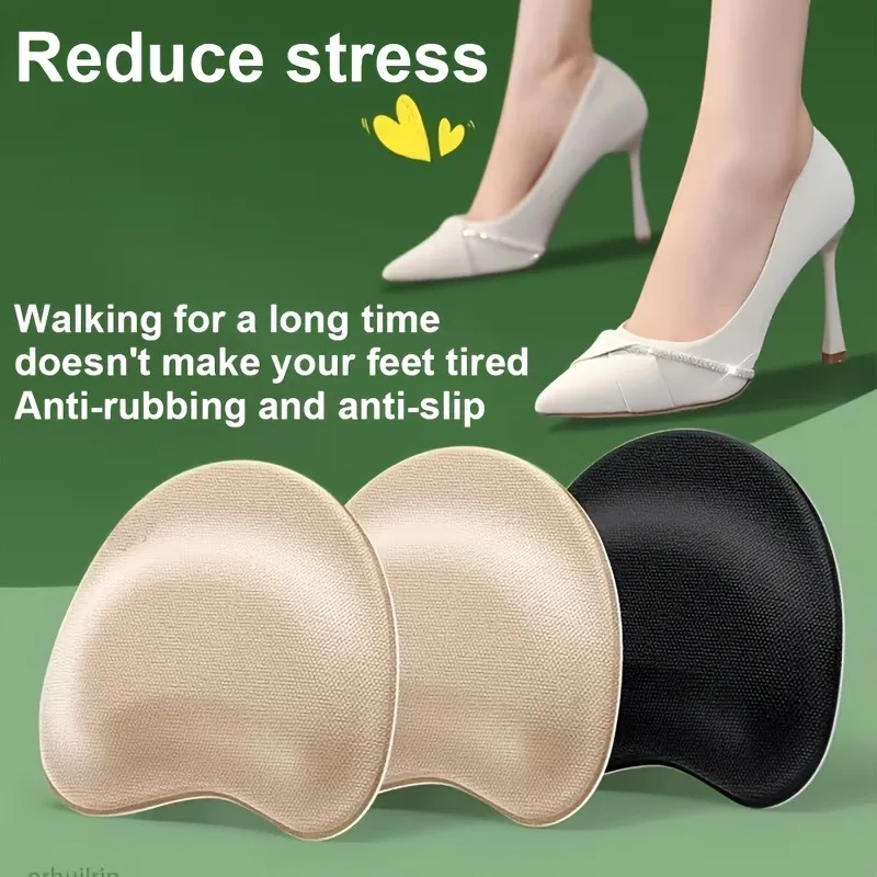 2 Paar selbstklebende Einlegesohlen mit hohen Absätzen | Rutschfestes, stoßdämpfendes Kissen, atmungsaktive Polster mit dicker Sohle für Damen-High-Heels Image