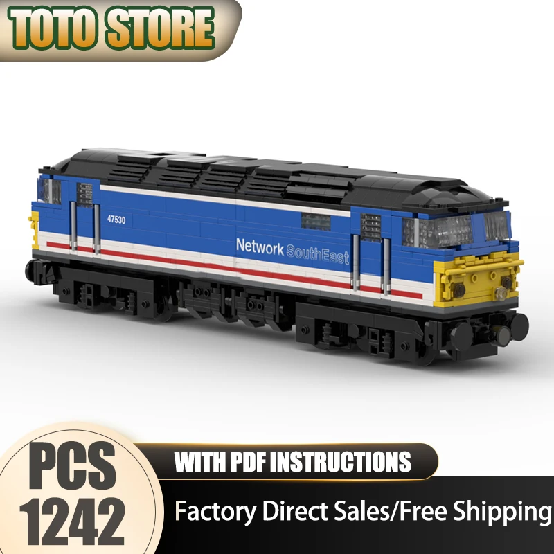 Eisenbahnzug-Modell, Moc-Bausteine, Klasse 47, Netzwerk, Südost-Lackierung, Technologie, modulare Blöcke, Weihnachtsset, DIY-Spielzeug, Geschenke Image