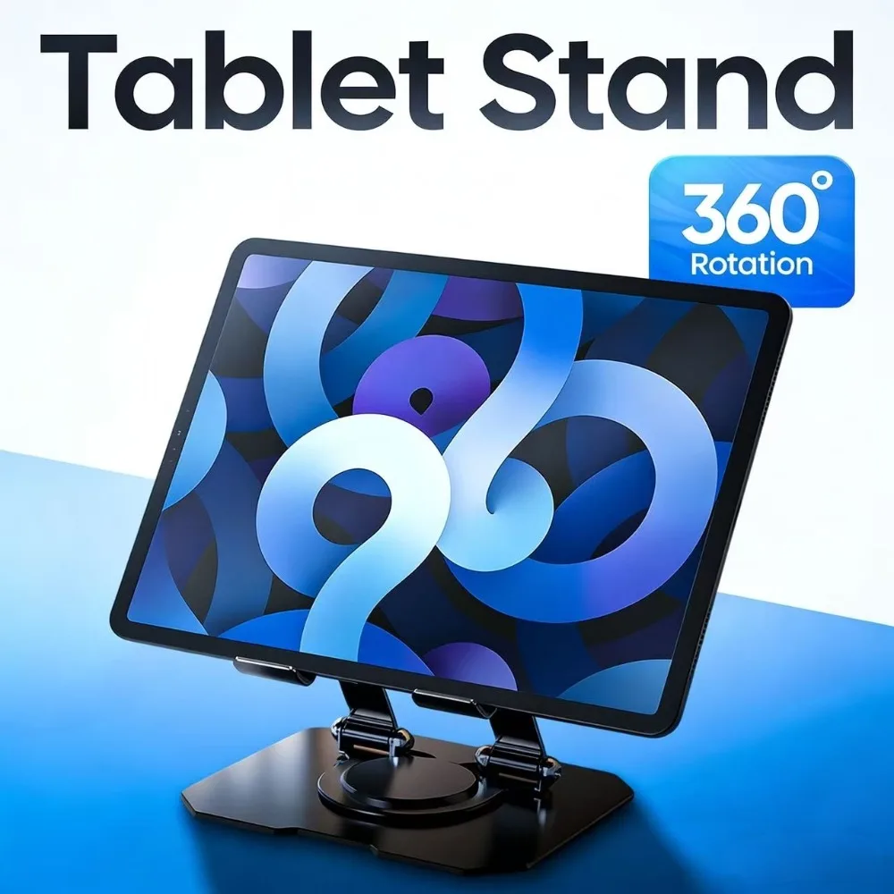 360 ° Drehbarer Tablet-Ständer, verstellbarer, faltbarer Desktop-Ständer, kompatibel mit 4,7–12 Zoll Ipad Pro/Air/Min Laptop Tablet Image