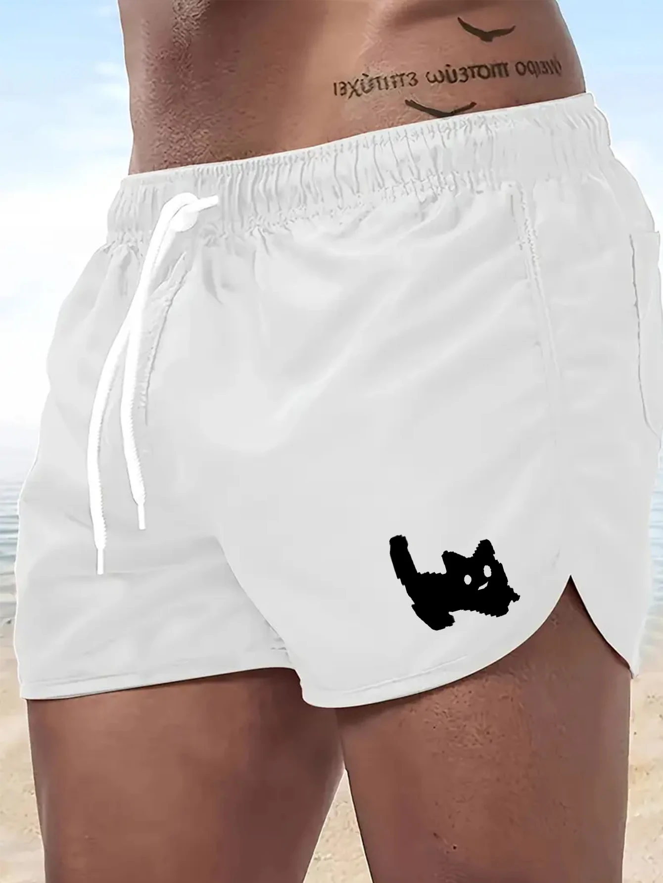 Strandshorts für Herren, Sommershorts mit Katzenmuster, atmungsaktive Badeshorts, heiß verkaufte lässige und modische Surfshorts für Herren Image