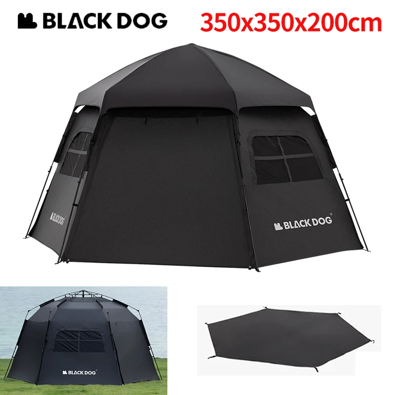 Naturehike BLACKDOG One-touch Automatische Kuppel Zelt 150D Outdoor Camping Schwarz Beschichtet Sechseckigen Zelt Wasserdicht PU3000 + Sonnenschirm