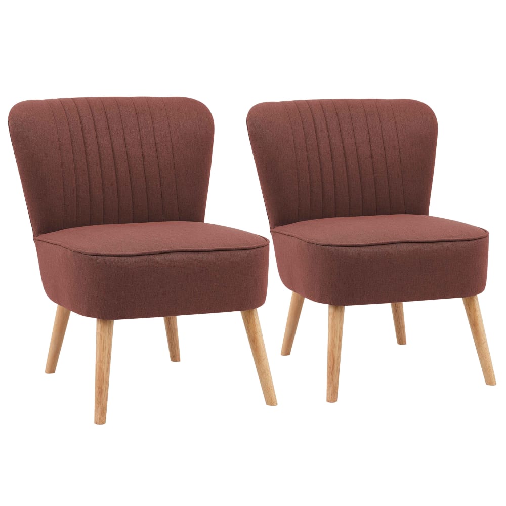 Lot de 2 fauteuils style crapaud en tissu bordeaux
