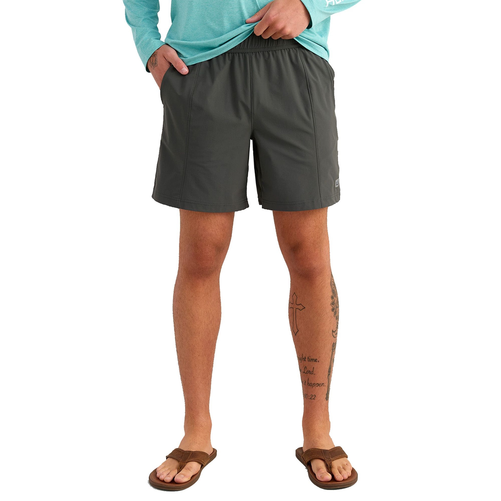 HUK Men's Airweight Solid Shorts (Size XL) Dark Shadow, Polyester,Spandex