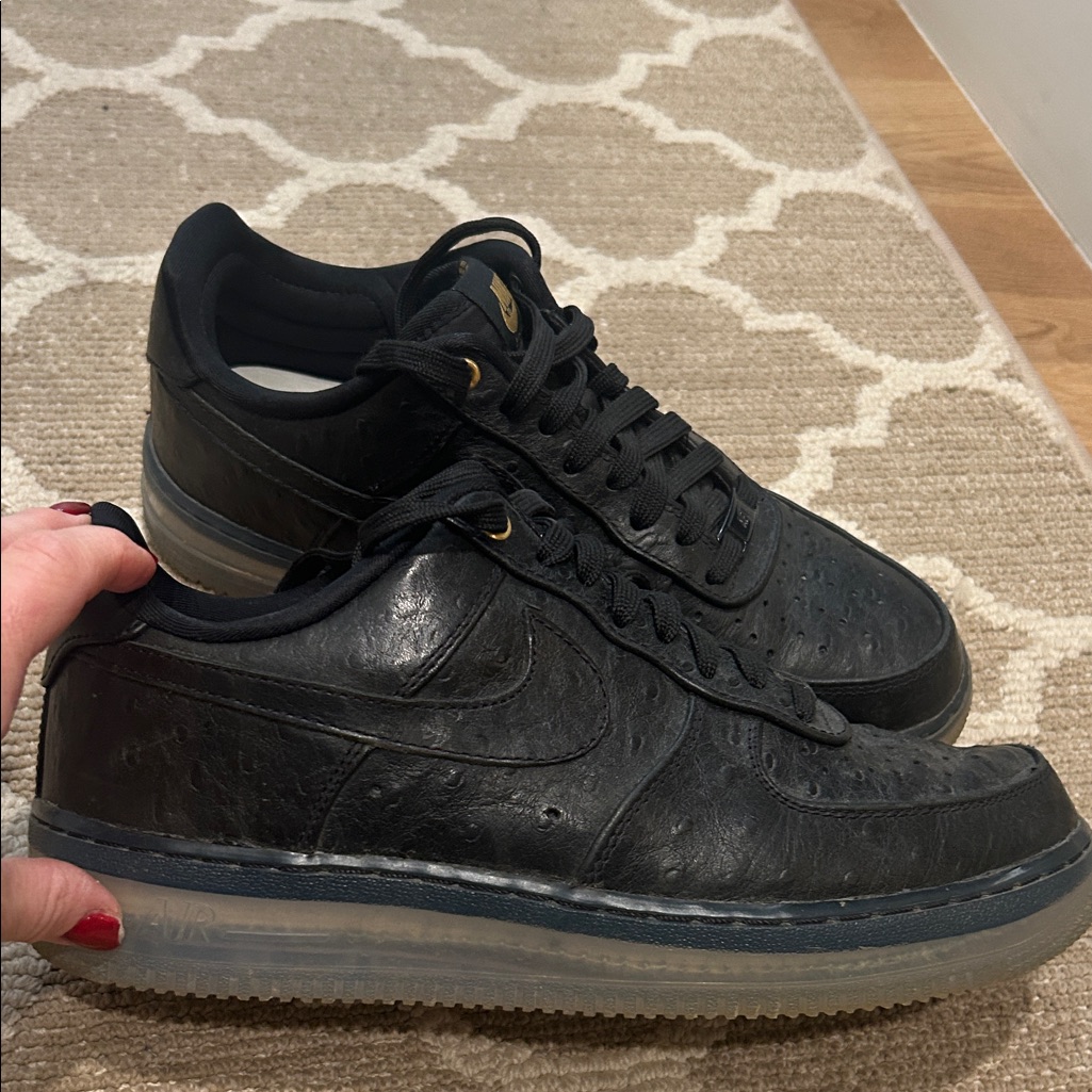 Nike Shoes | Lasered Nike Air Force One Black Men's Sneakers | Color: Black | Size: 8.5