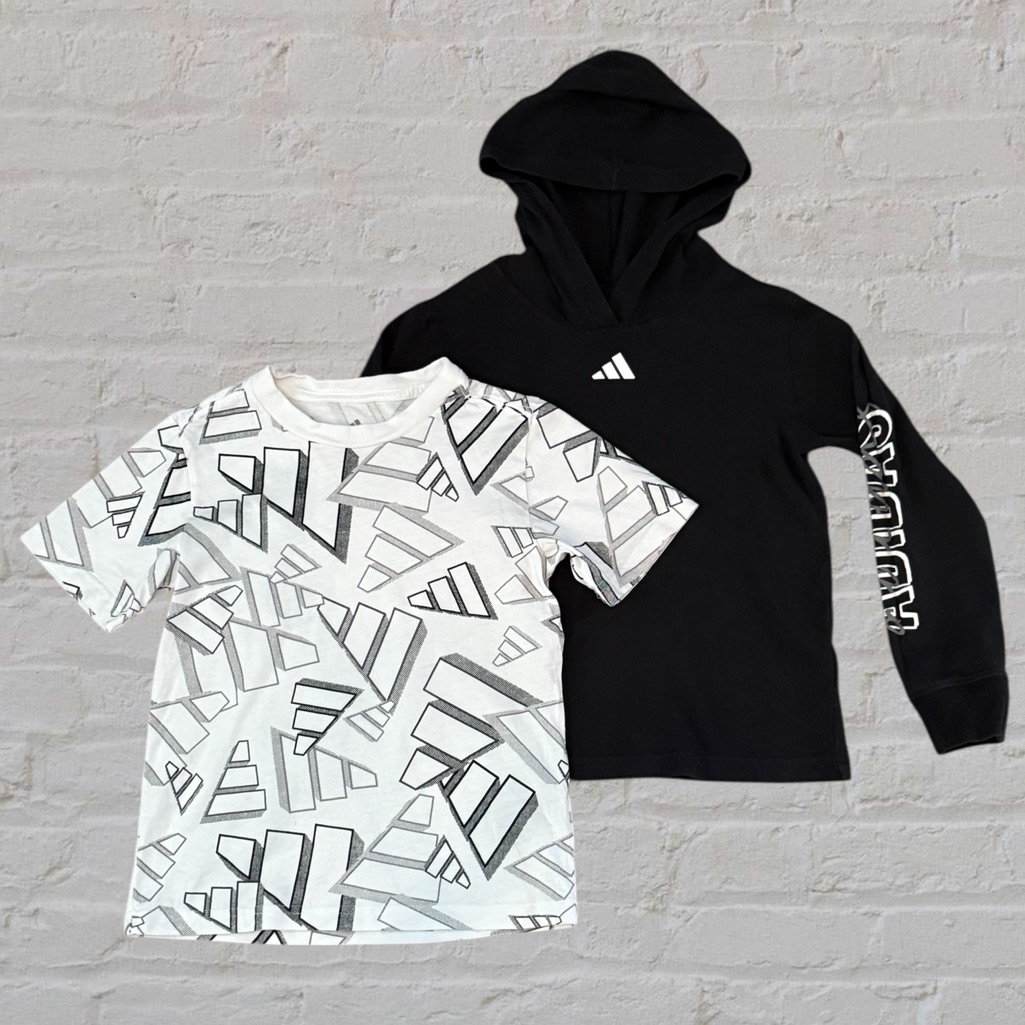 Adidas Shirts & Tops | Adidas Kids Hoodie/Tee Set | Color: Black/White | Size: Boys 4/5