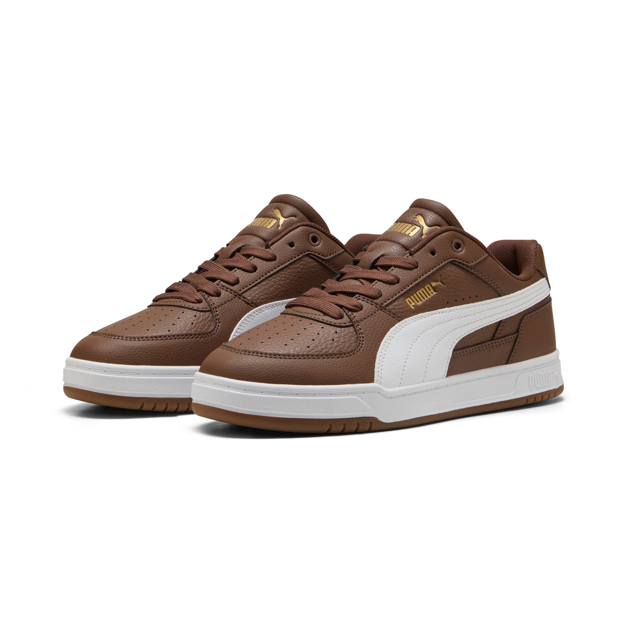 Sneaker PUMA "CAVEN III", Damen, Gr. 42,5, chestnut braun, puma weiß, gold, mehrfarbig, Schuhe Sneaker