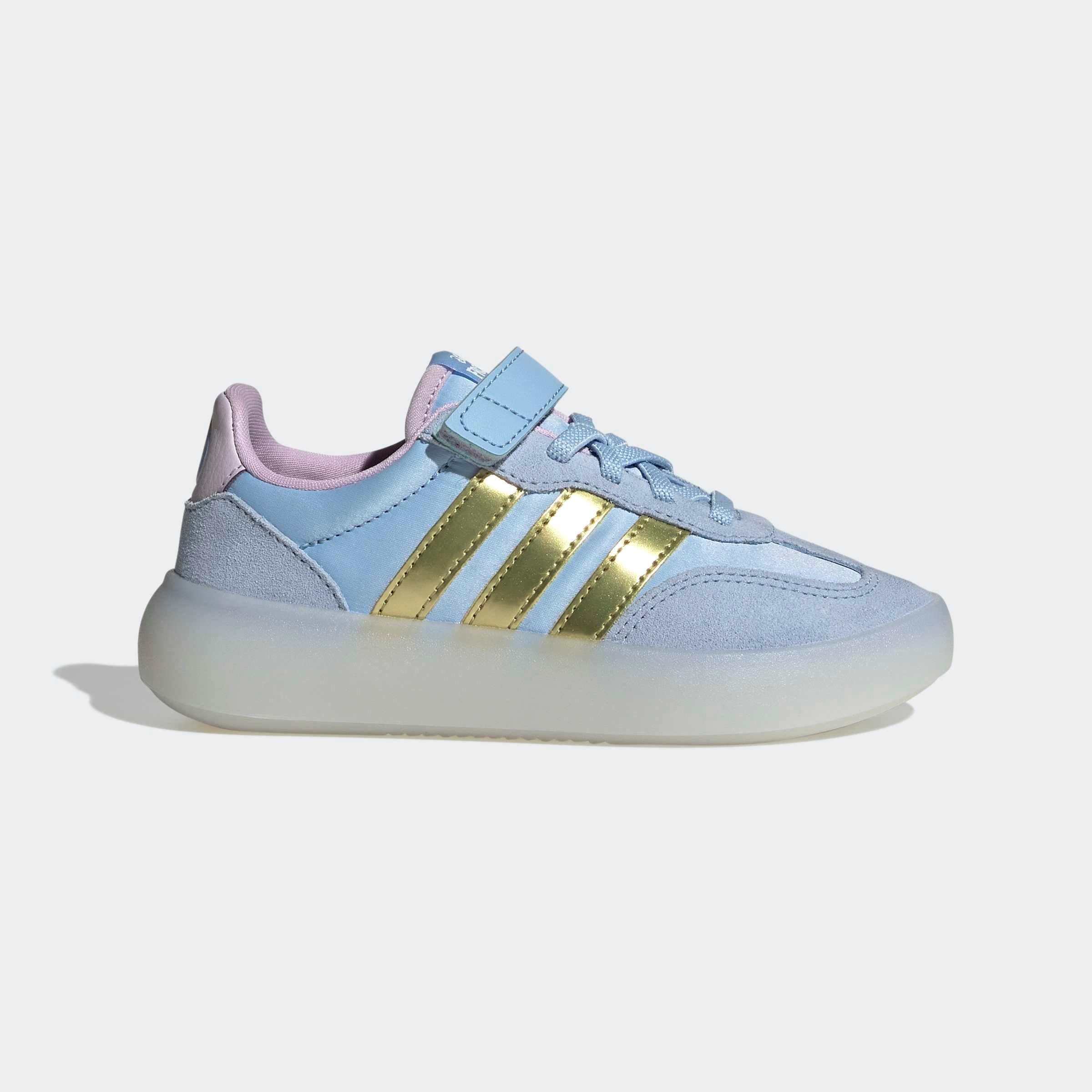 Sneaker ADIDAS SPORTSWEAR "ADIDAS DISNEY FROZEN BARREDA DECODE KIDS", Damen, Gr. 32, glow blau, gold metallic, ice lavender, Leder, Textil, Schuhe Sneaker, Frozen, für Kinder & Jugendliche