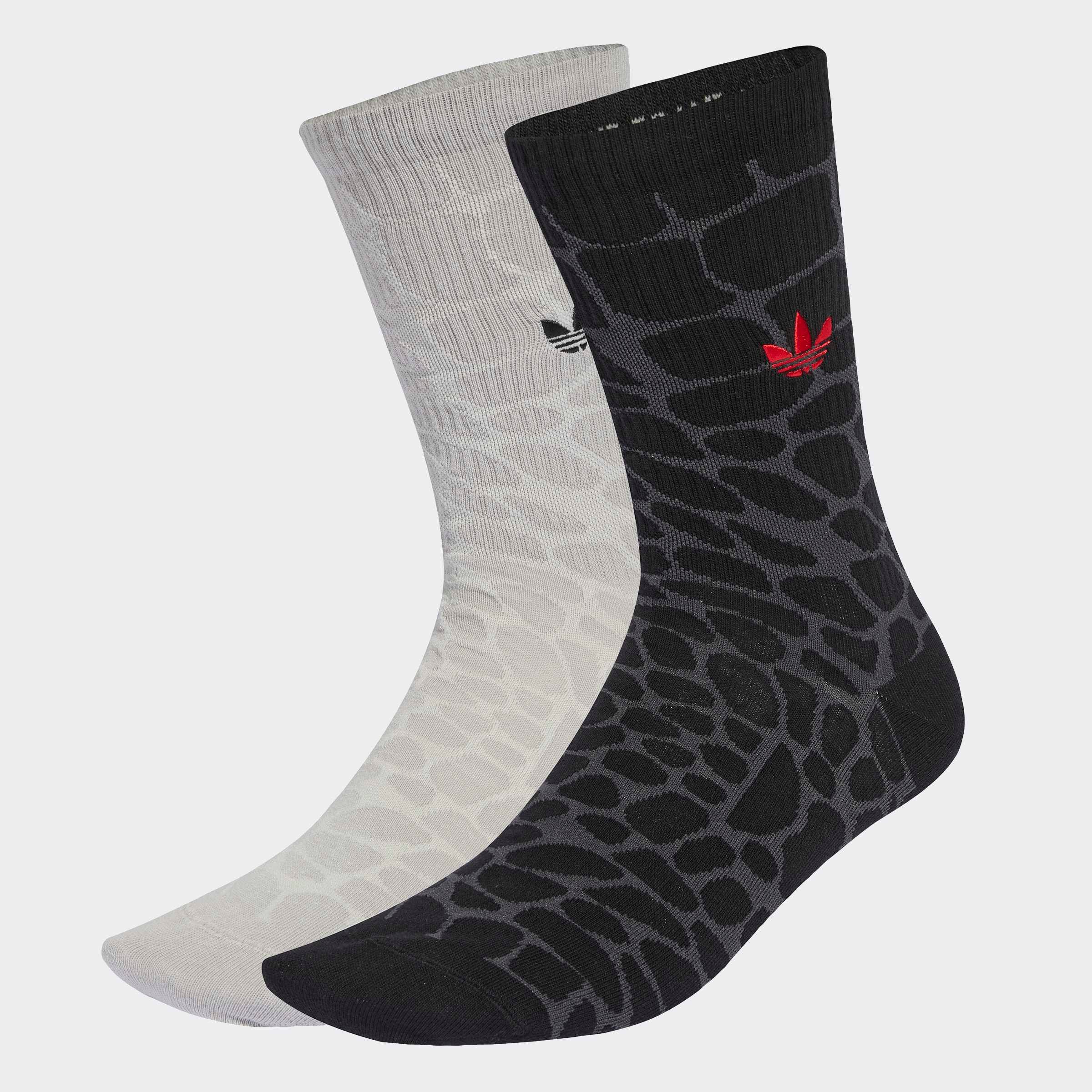 Sportsocken ADIDAS ORIGINALS "CROCO CR S 2P", Herren, Gr. XL (46/48), schwarz, grau three, Obermaterial: 44% Baumwolle, 32% Polyester, 21% Polyamid, 3% Elasthan, Socken Sportsocken