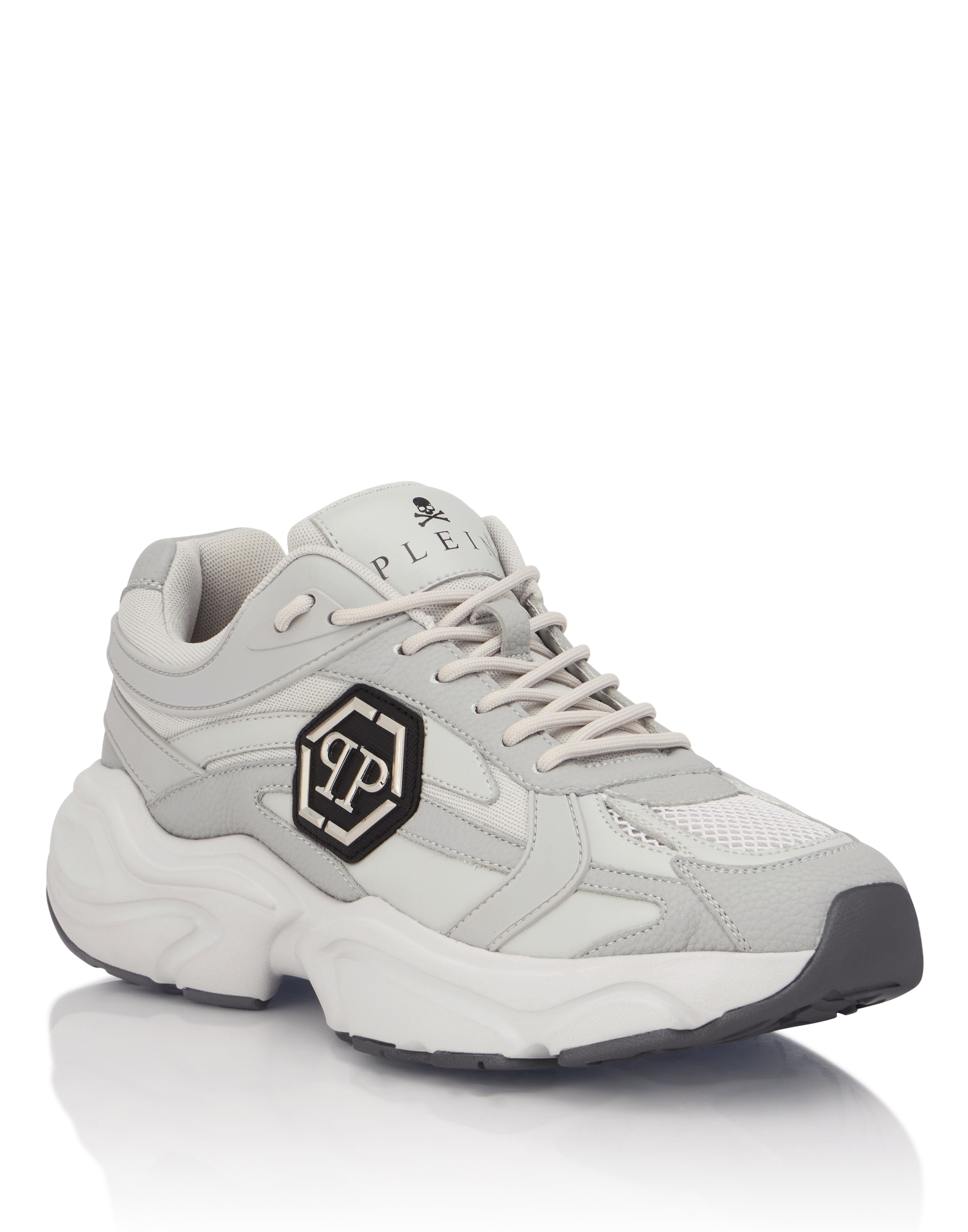 Sneaker PHILIPP PLEIN "Läufer", Damen, Gr. 43, Normalschaft, 10, grau, Schuhe Sneaker