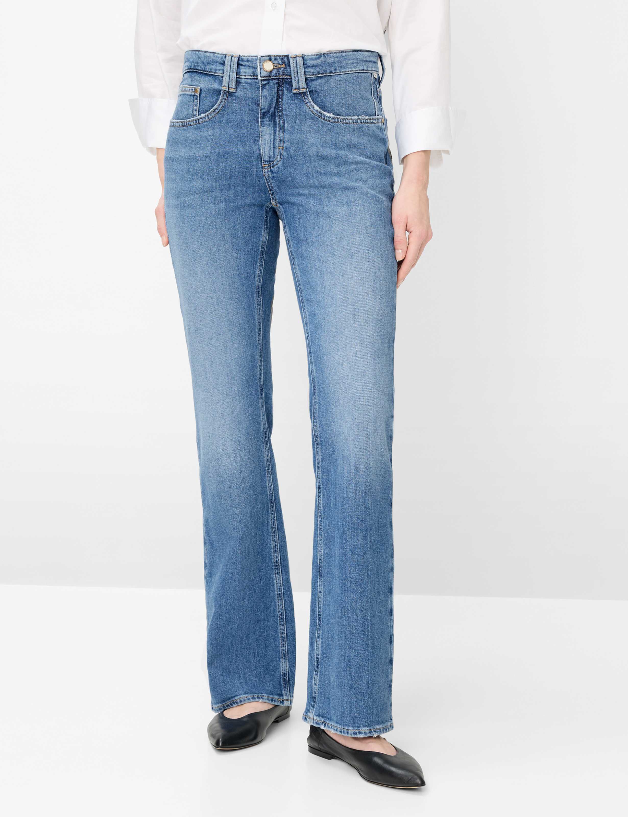 5-Pocket-Jeans BRAX "Style MARY BOOT", Damen, Gr. 44K (22), Kurzgrößen, vintage, Denim/Jeans, 99% Baumwolle, 1% Elasthan, Jeans 5-Pocket-Jeans