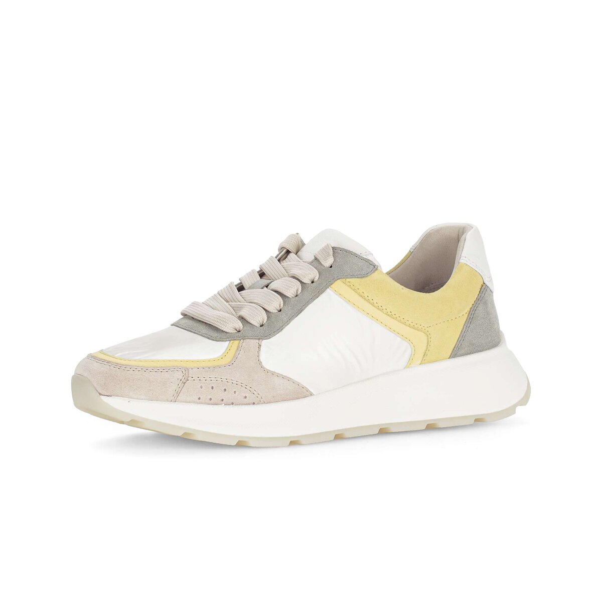 Sneaker GABOR "Sneaker low Materialmix Leder", Damen, Gr. 36, beige, Schuhe Sneaker