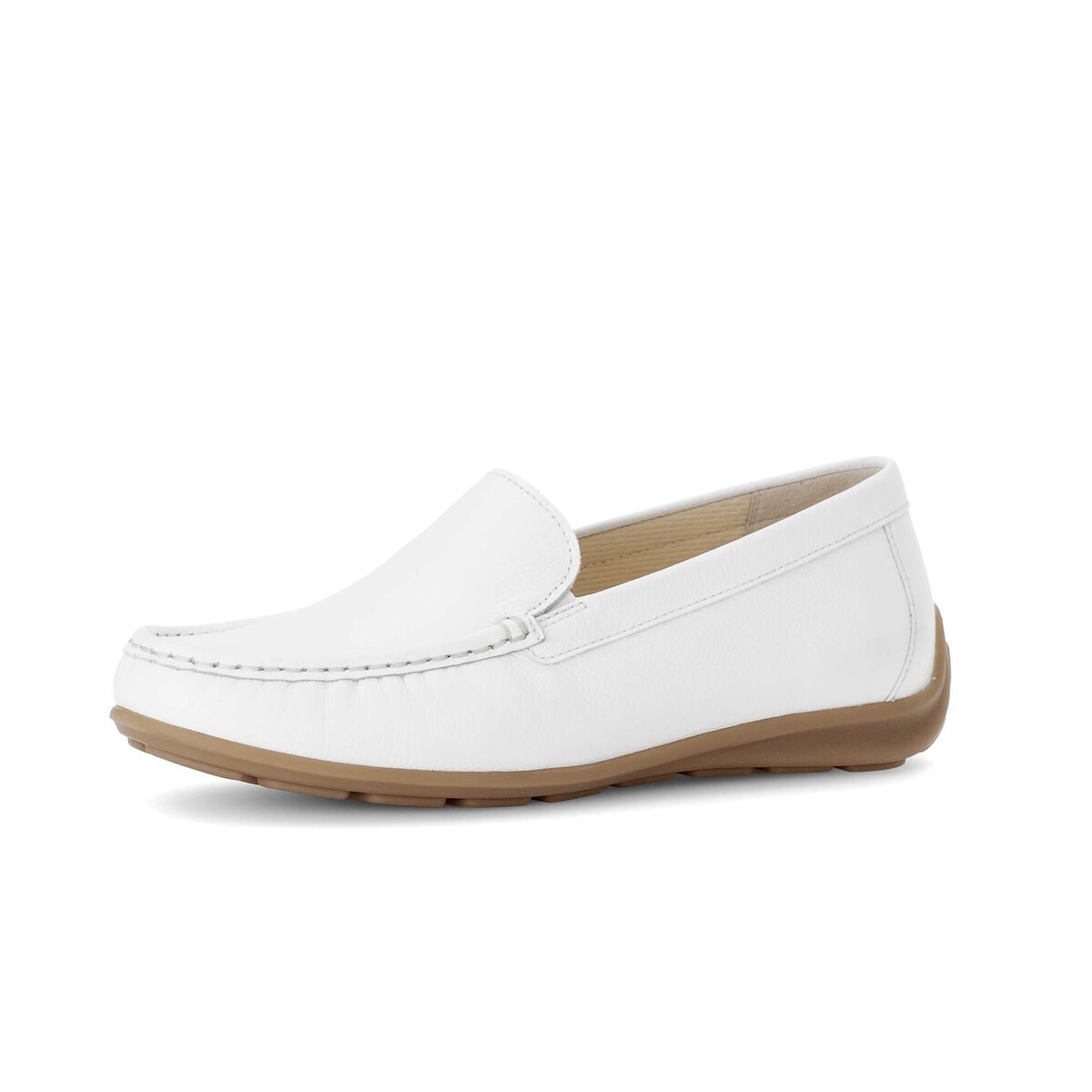 Mokassin GABOR "Mokassin Glattleder", Damen, Gr. 39, weiß, Schuhe Mokassin