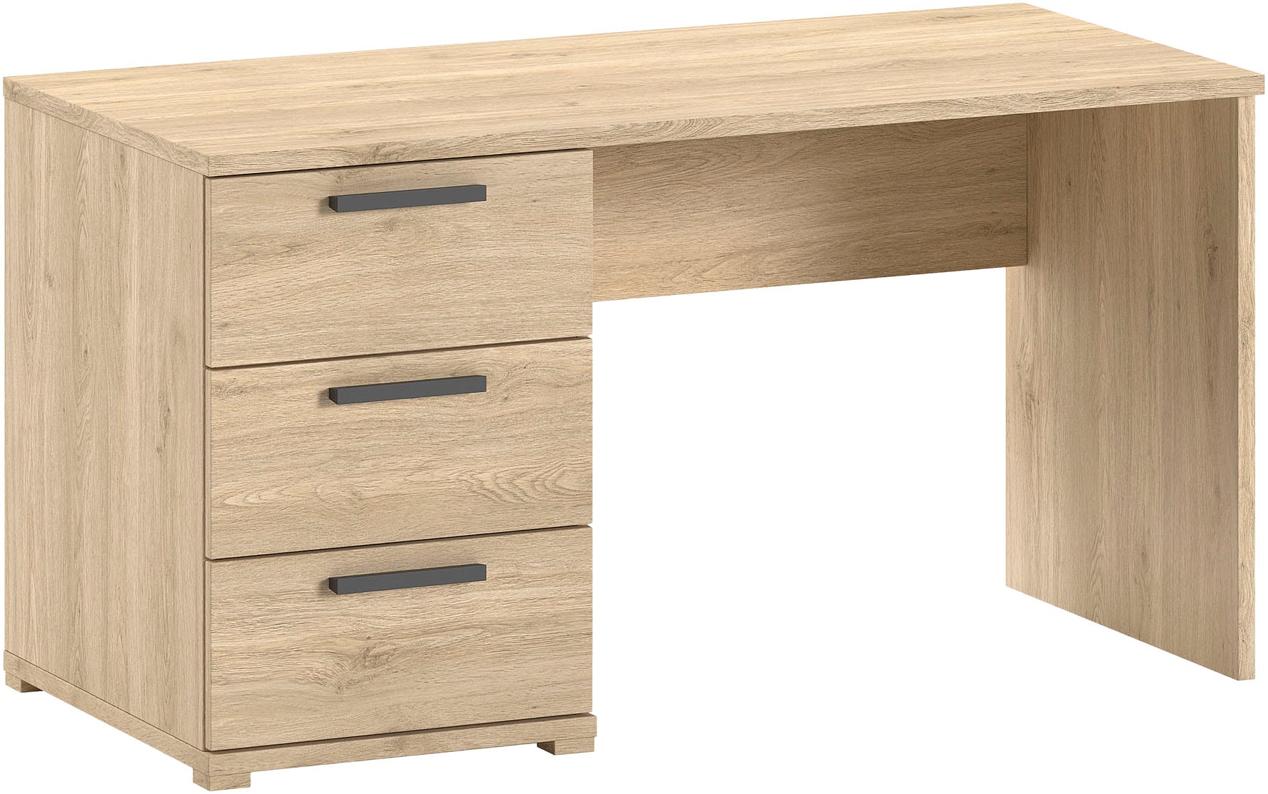 Schreibtisch VIPACK "SAM mit pflegeleichter Melamin Oberfläche universell einsetzbar", eiche dekor, eiche dekor, eiche dekor, B:140cm H:74,4cm T:65,2cm, Tische, Schreibtisch, großer Arbeitsbereich (140x65 cm), Ausf. In wohnlichem Eiche Dekor