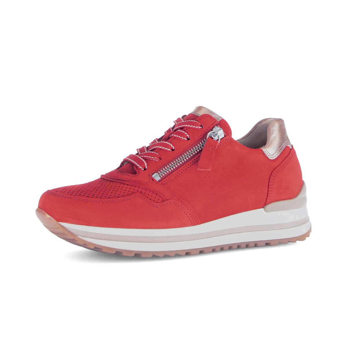 Sneaker GABOR "Sneaker low Materialmix Leder", Damen, Gr. 39, rot, Schuhe Sneaker
