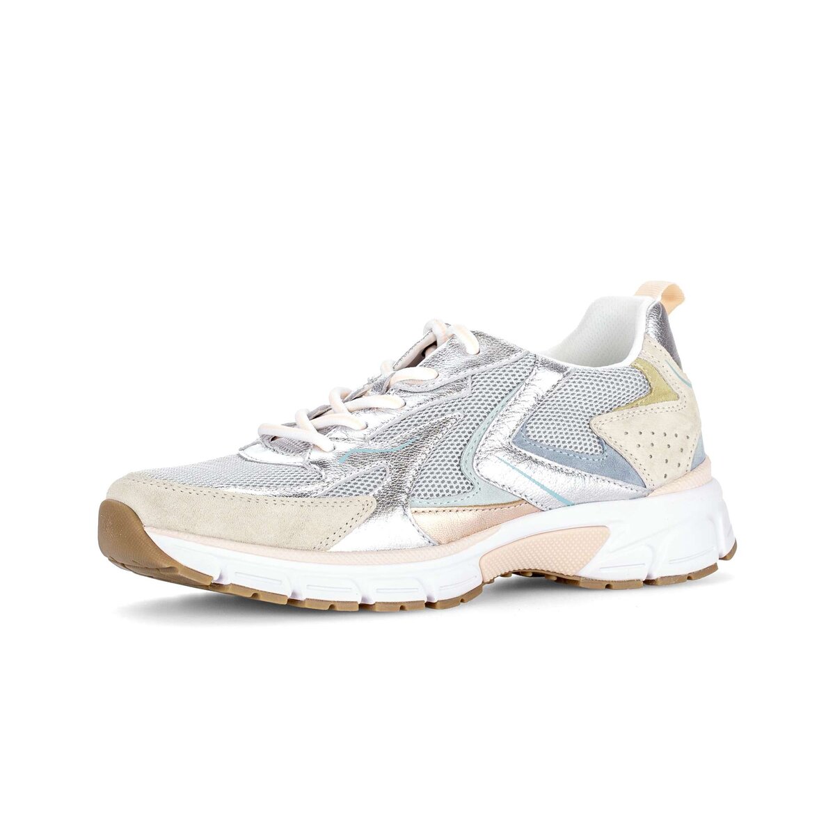 Sneaker GABOR "Sneaker low Materialmix Leder/Lederimitat", Damen, Gr. 40,5, weiß, Schuhe Sneaker