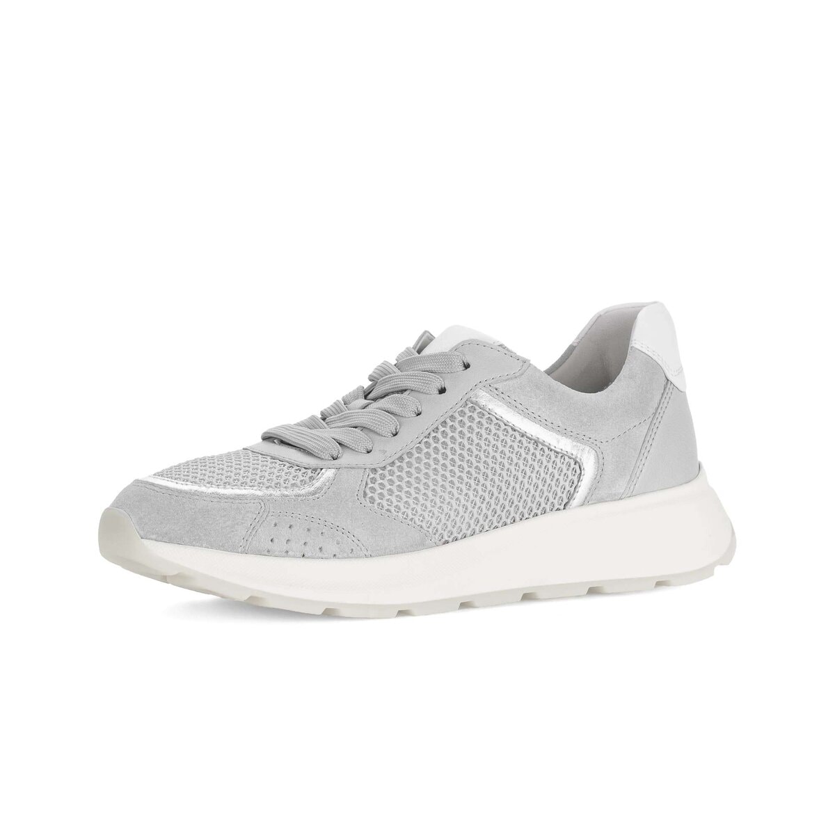 Sneaker GABOR "Sneaker low Materialmix Leder/Lederimitat", Damen, Gr. 35,5, grau, Schuhe Sneaker