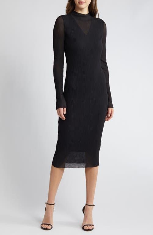 Long Sleeve Midi Dress - Black - Boss Dresses