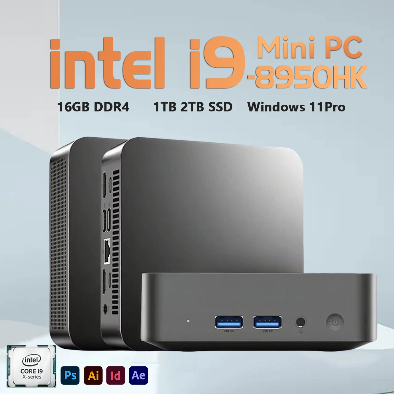 Mini PC portable Intel Core i9 8950HK Windows 11 Pro PC Intel UHD Graphics Ethernet 10/100/1000 Mbps Ordinateur de bureau PC