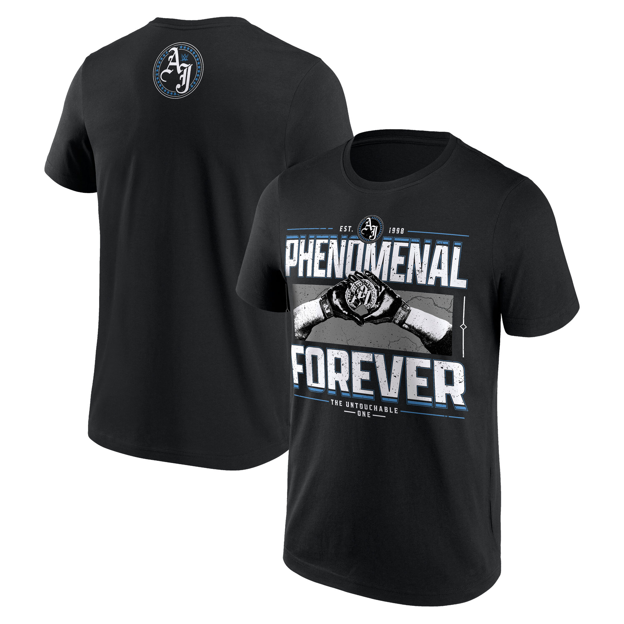 WWE AJ Styles Schwarz und Weiß T-Shirt - Schwarz - Herren Image