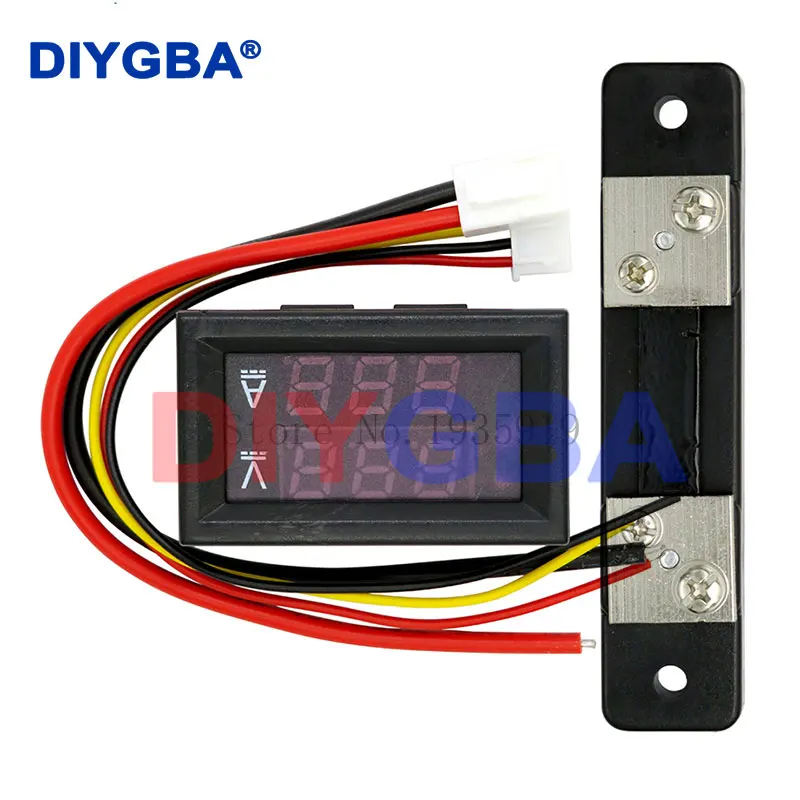 Mini-Digital-Voltmeter, Amperemeter, DC 0–100 V, 50 A, Ampere, Volt, Spannung, Strommesser, Detektor, Tester, 0,28 Zoll Dual-LED-Anzeige, Messgerät + Shunt Image