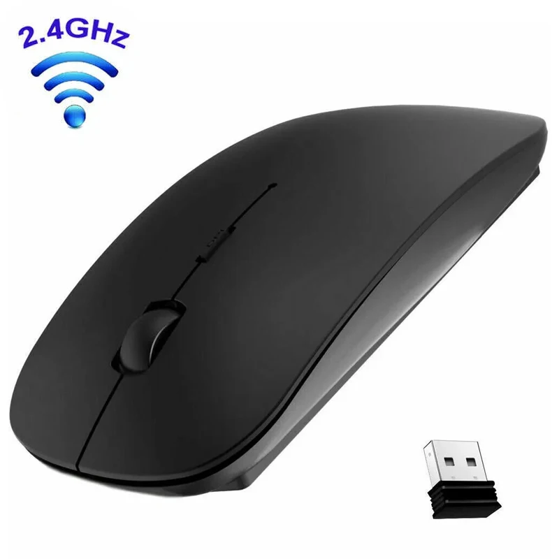 Mouse wireless sottile Mouse ottico da 2,4 GHz 1600 DPI Gamer Office Mouse silenzioso Mouse dal design ergonomico con ricevitore USB per PC portatile