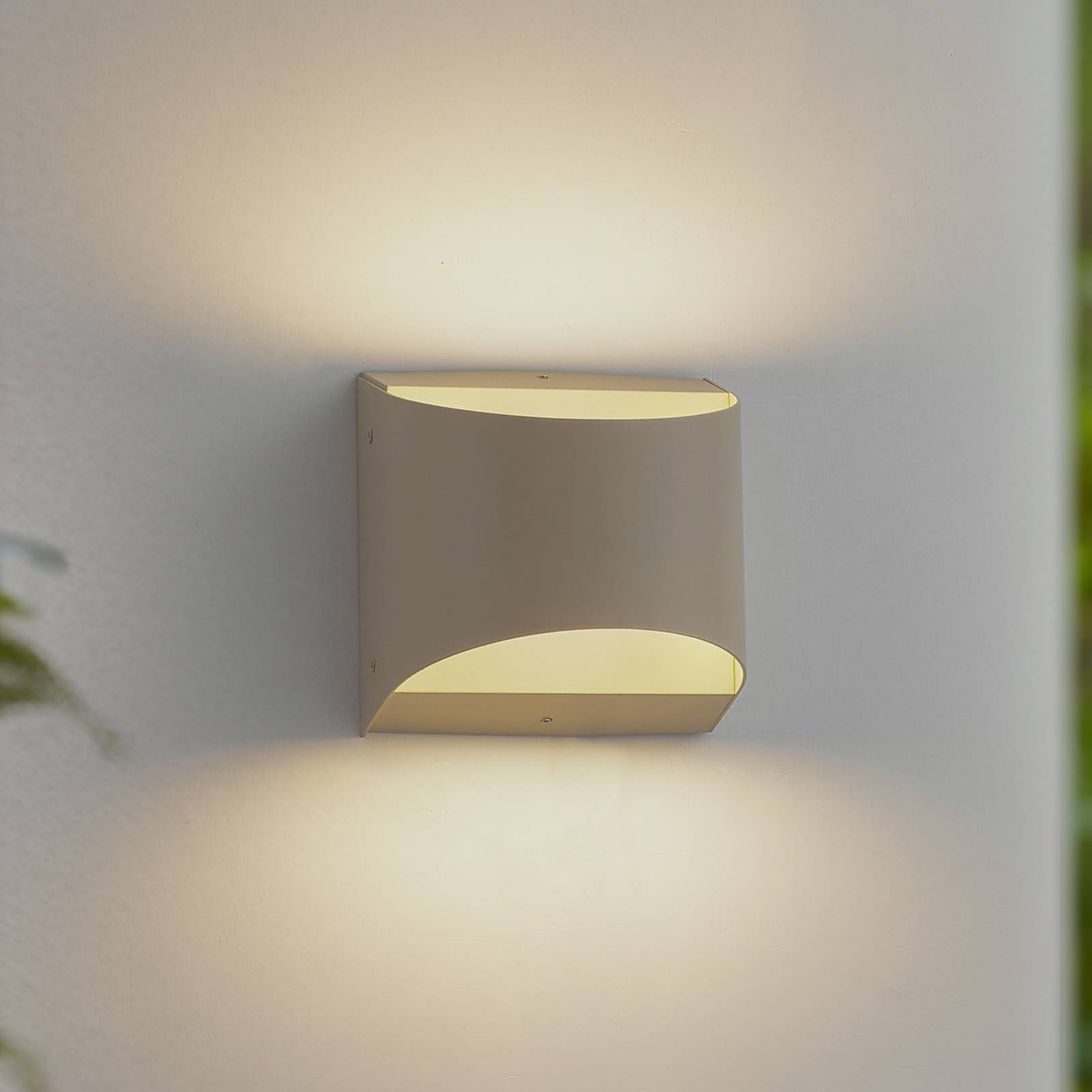 LED Outdoor Wall Light Lenore Lindby, Cream / amber, Aluminium, Modern, Outdoor Wall Light