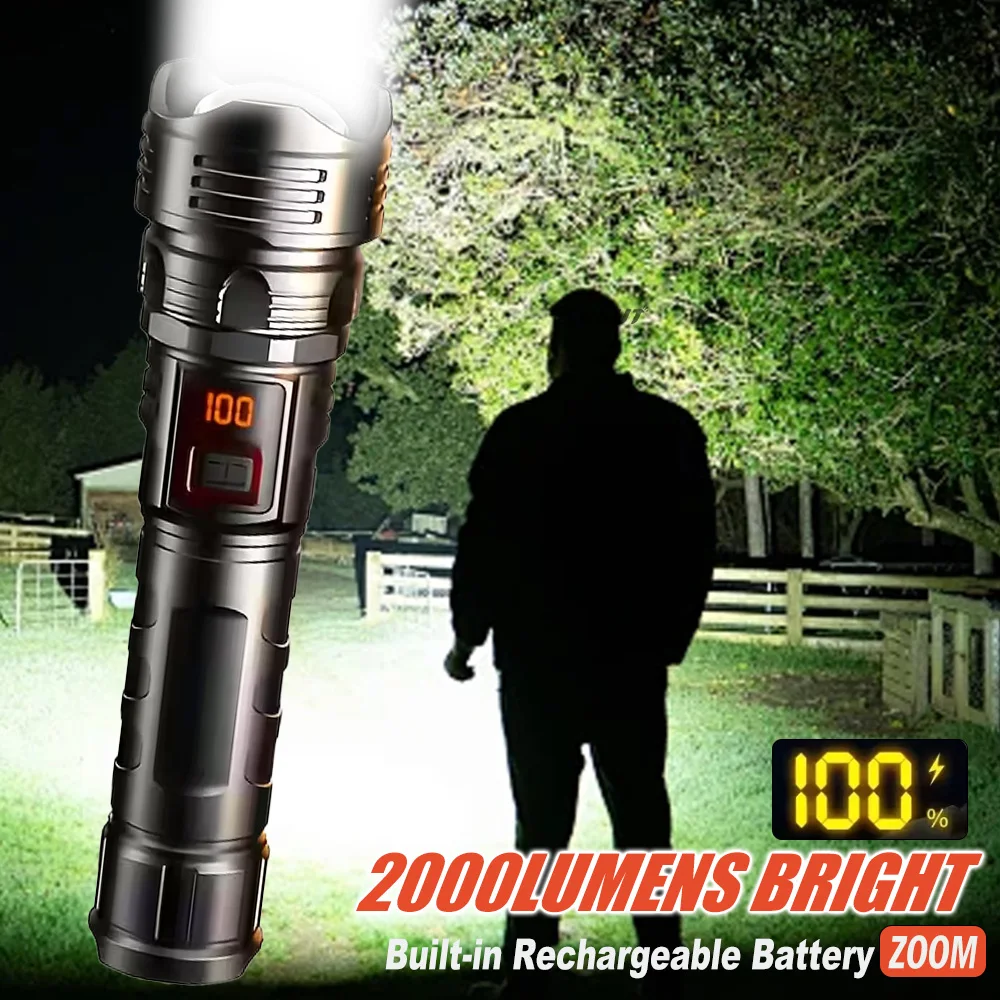 USB-Aufladbare LED-Taschenlampe 1000LM Hohe Lumen, Zoombare Wasserdichte Fackel, Tragbare Handlampe für Outdoor-Camping und Wandern Image