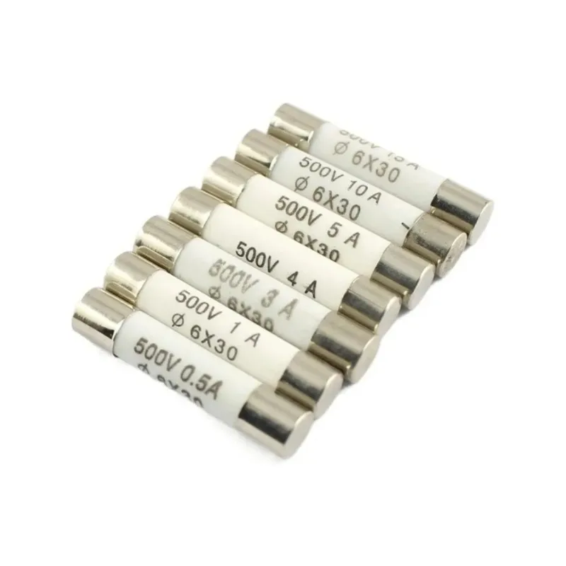10 Stück Keramiksicherungskartusche RO58 6x30mm 500V F 0,5A 1A 2A 3A 4A 5A 6A 8A 10A 13A 15A 20A 25A 30A Fast Blow BS1362 6*30mm Image