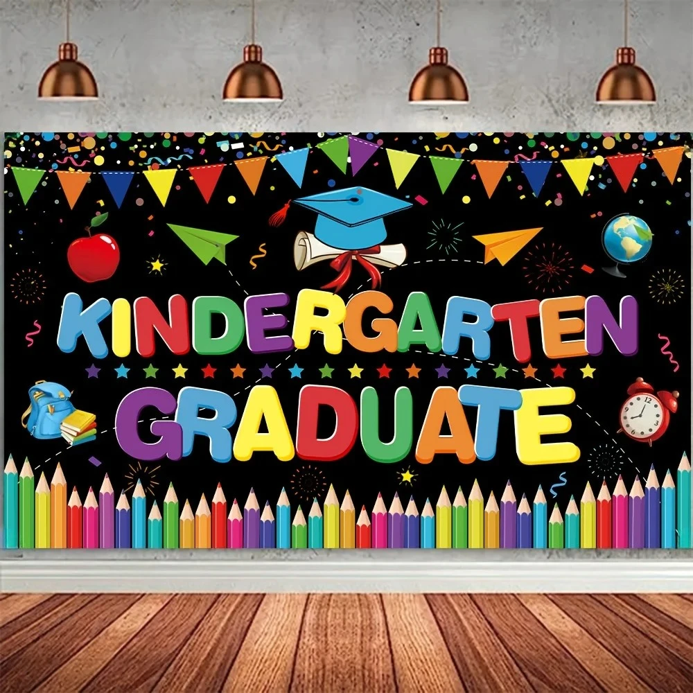 Kindergarten-Abschlussfeier-Hintergrund, Klassenzimmer, Schule, Absolventen, Zeremonie, Aktivitäten, Dekor, Banner, Kinderfotografie-Hintergrund Image